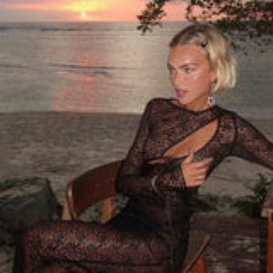 BLACK Fever Lace Maxi Dress Lioness